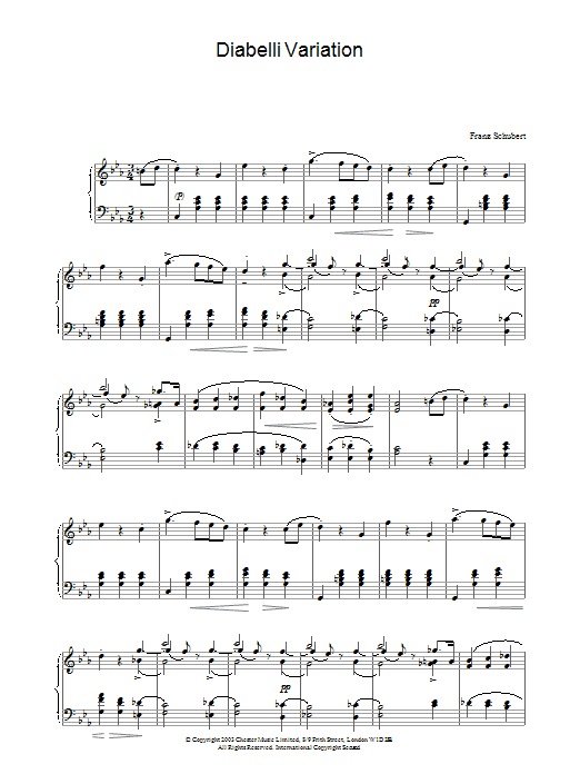 Franz Schubert Diabelli Variation Sheet Music Notes & Chords for Piano - Download or Print PDF