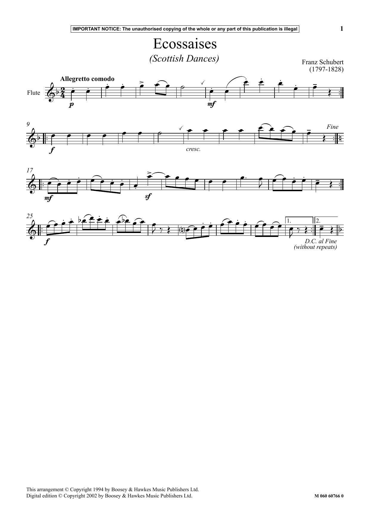 Franz Schubert Ecossaises (Scottish Dances) Sheet Music Notes & Chords for Instrumental Solo - Download or Print PDF