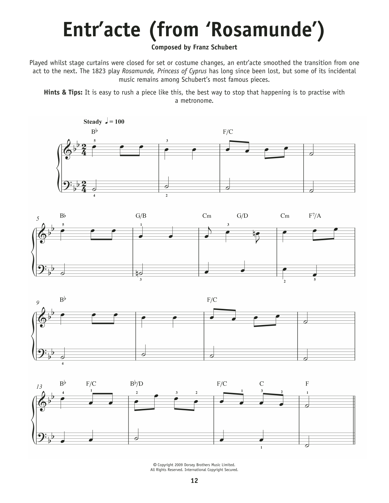 Franz Schubert Entr'acte From Rosamunde, Op. 26 Sheet Music Notes & Chords for Really Easy Piano - Download or Print PDF Franz Schubert Entr'acte From Rosamunde, Op. 26 Sheet Music Notes & Chords for Really Easy Piano - Download or Print PDF