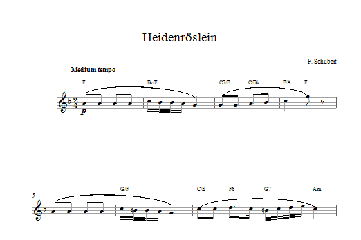 Franz Schubert Heidenroslein Sheet Music Notes & Chords for Piano & Vocal - Download or Print PDF