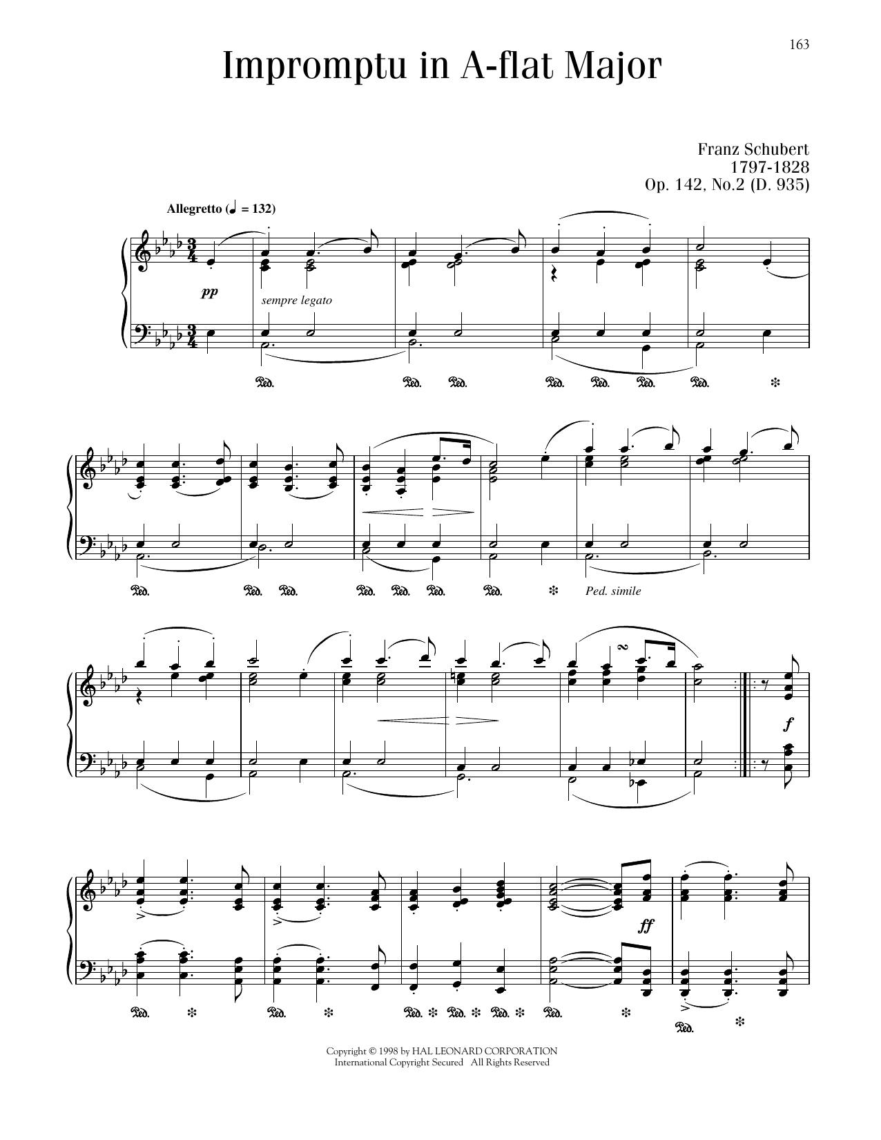 Franz Schubert Impromptu In A-flat Major, Op. 142, No. 2 Sheet Music Notes & Chords for Piano Solo - Download or Print PDF