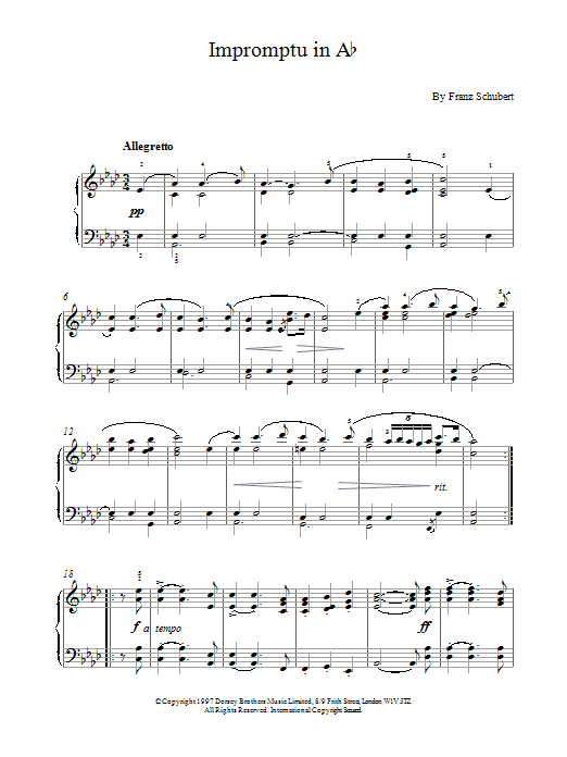 Franz Schubert Impromptu In Ab Sheet Music Notes & Chords for Piano - Download or Print PDF