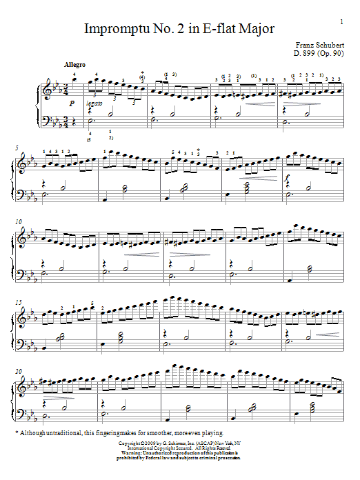 Franz Schubert Impromptu No. 2 In E-Flat Major Sheet Music Notes & Chords for Piano - Download or Print PDF