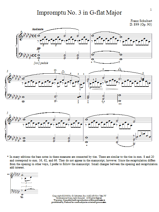 Franz Schubert Impromptu No. 3 In G-Flat Major Sheet Music Notes & Chords for Piano - Download or Print PDF