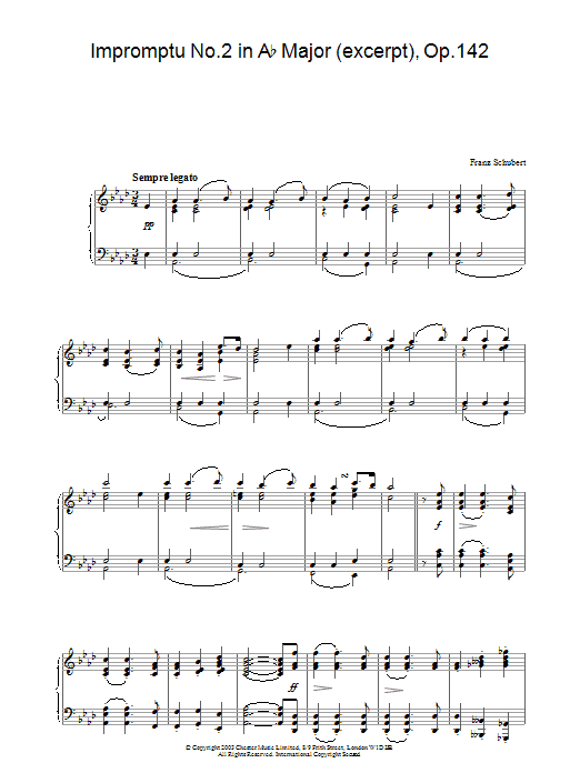 Franz Schubert Impromptu No.2 in Ab Major (excerpt), Op.142 Sheet Music Notes & Chords for Piano - Download or Print PDF