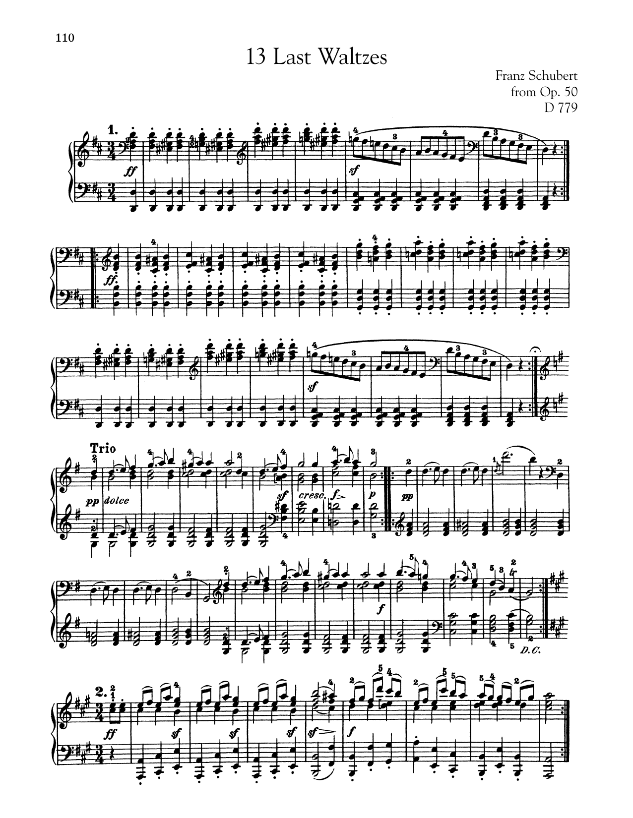 Franz Schubert Last Waltzes Sheet Music Notes & Chords for Piano - Download or Print PDF