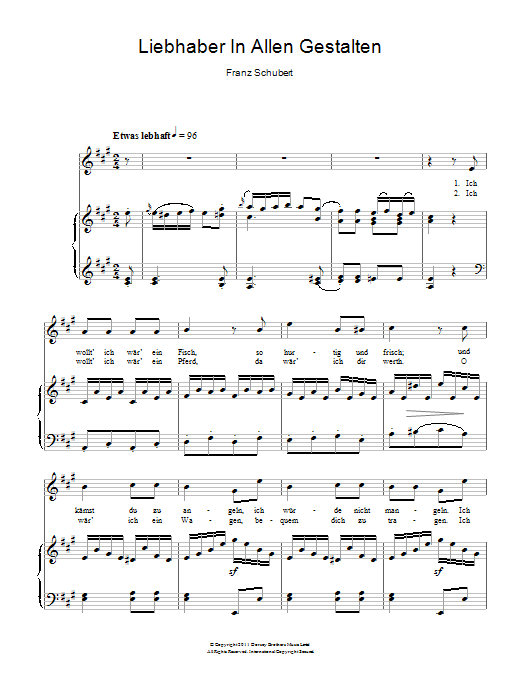 Franz Schubert Liebhaber In Allen Gestalten Sheet Music Notes & Chords for Piano & Vocal - Download or Print PDF