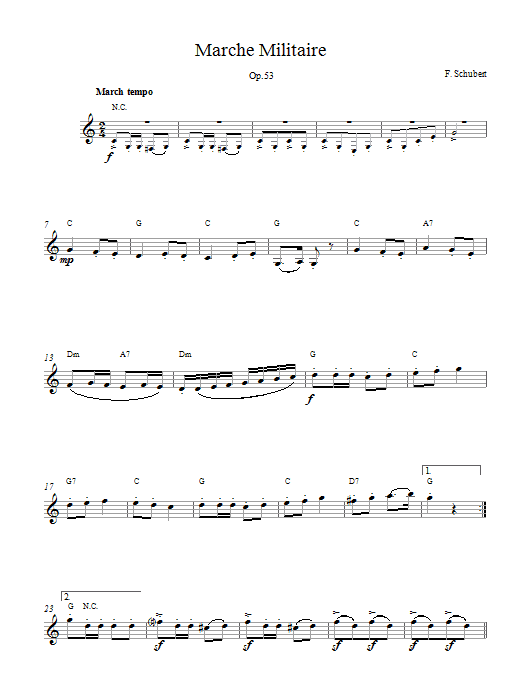 Franz Schubert Marche Militaire Sheet Music Notes & Chords for Melody Line & Chords - Download or Print PDF