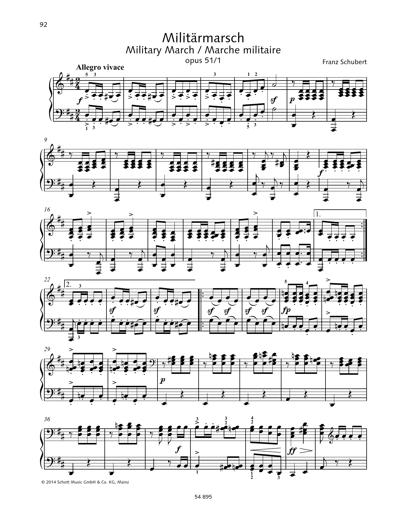 Franz Schubert Military March Sheet Music Notes & Chords for Piano Duet - Download or Print PDF