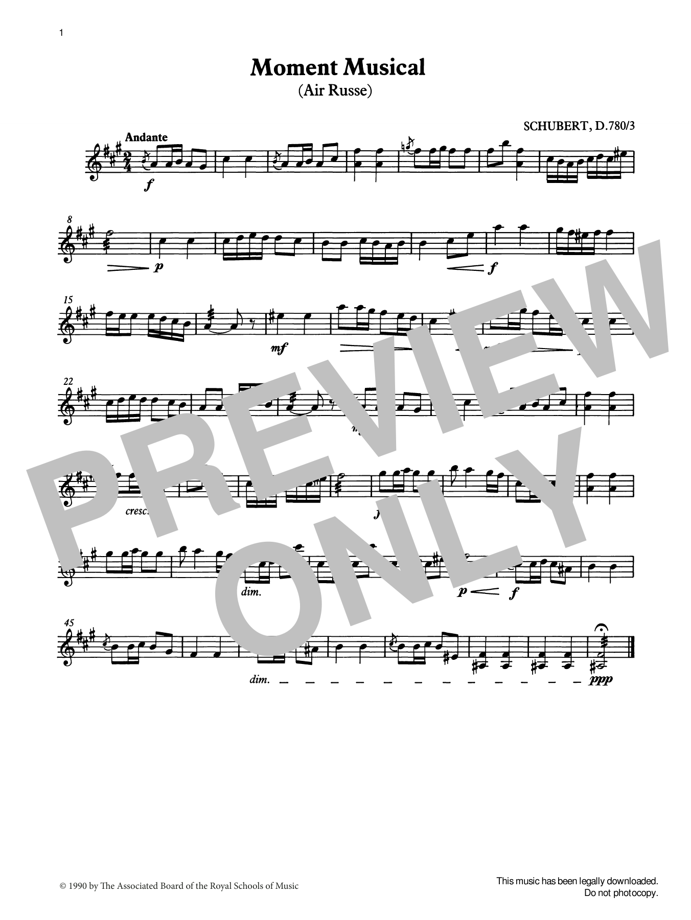 Franz Schubert Moment Musical from Graded Music for Tuned Percussion, Book III Sheet Music Notes & Chords for Percussion Solo - Download or Print PDF