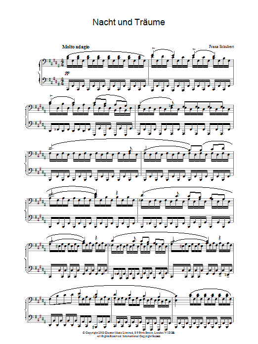 Franz Schubert Nacht und Tr??ume Sheet Music Notes & Chords for Piano - Download or Print PDF
