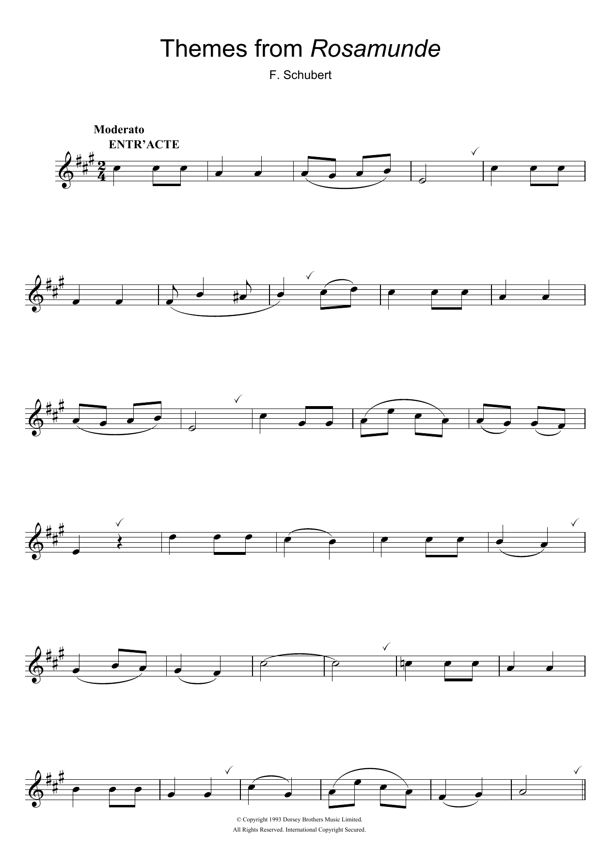 Franz Schubert Rosamunde Overture Sheet Music Notes & Chords for Flute - Download or Print PDF