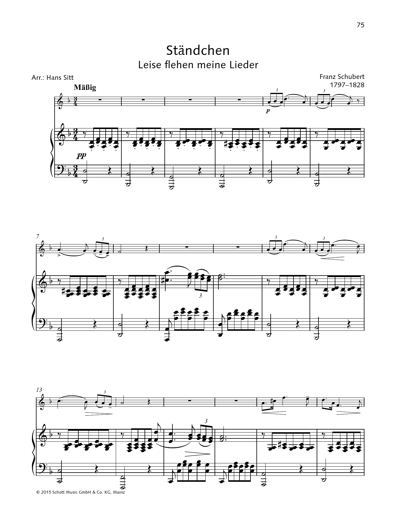 Franz Schubert Ständchen Sheet Music Notes & Chords for Piano Solo - Download or Print PDF
