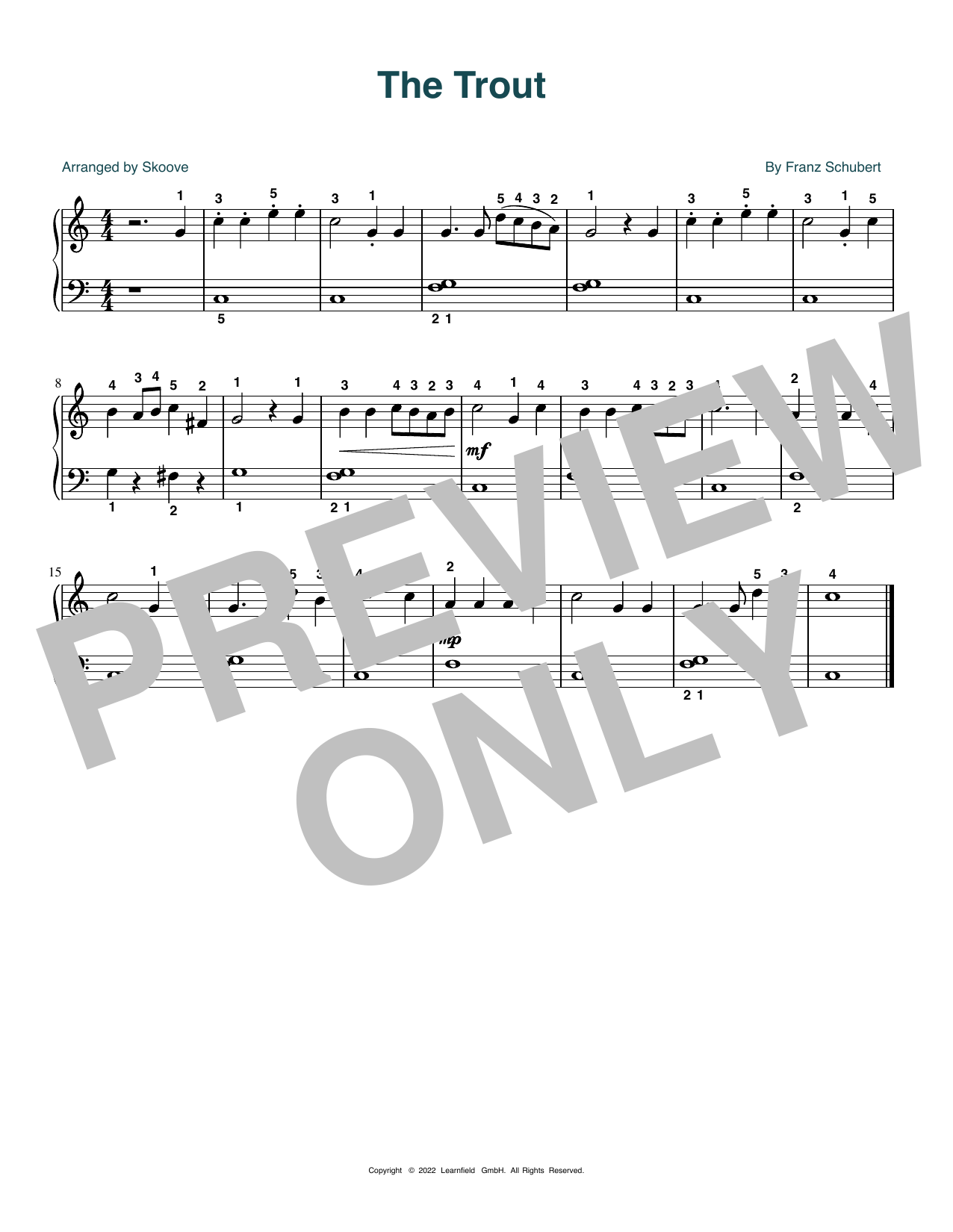 Franz Schubert The Trout (arr. Skoove) Sheet Music Notes & Chords for Beginner Piano (Abridged) - Download or Print PDF