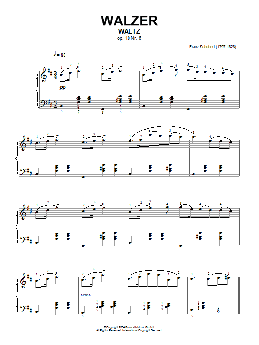 Franz Schubert Waltz Op. 18, No. 6 Sheet Music Notes & Chords for Piano - Download or Print PDF