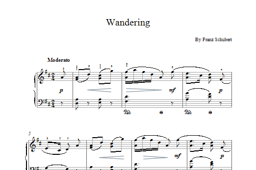 Franz Schubert Wandering Sheet Music Notes & Chords for Piano - Download or Print PDF