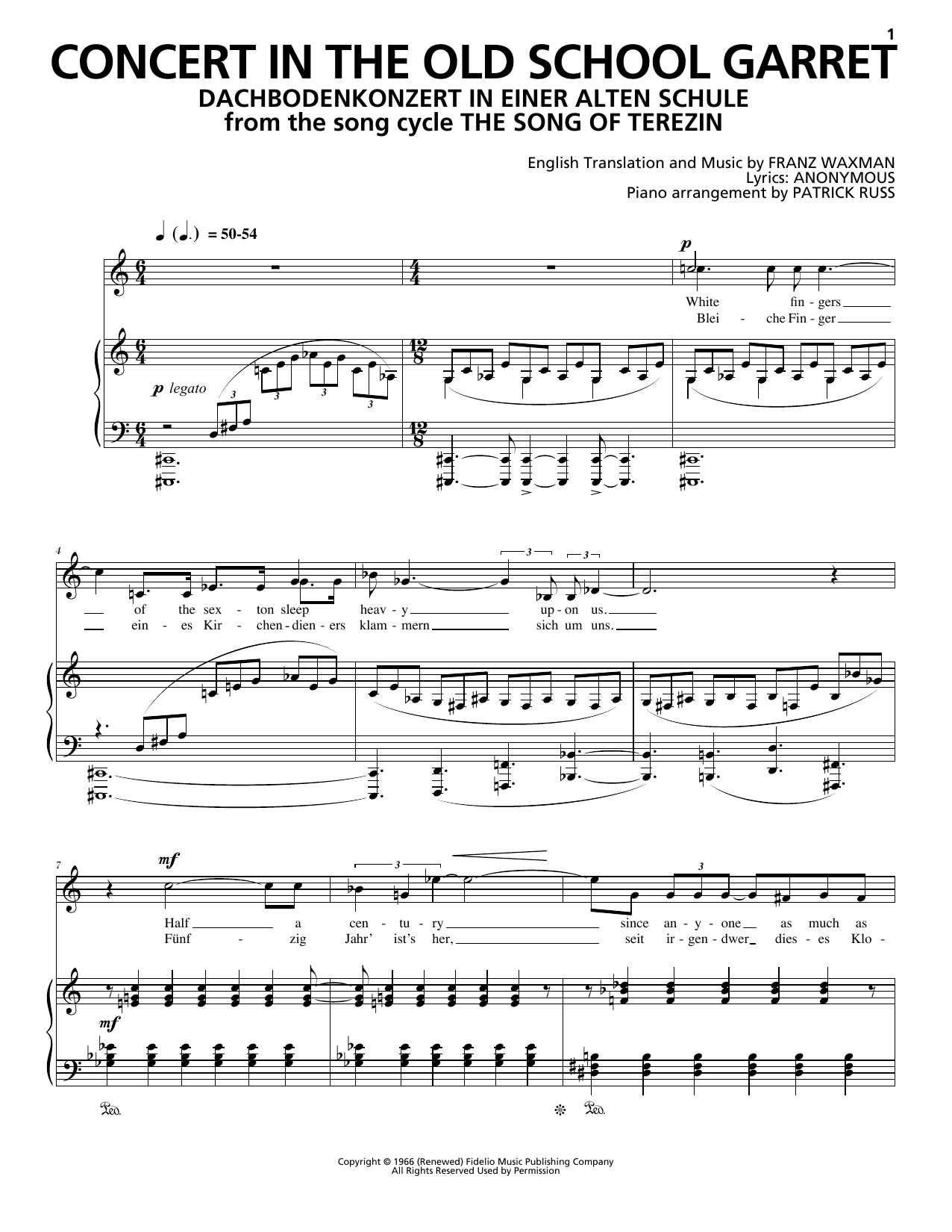 Franz Waxman Concert In The Old School Garret (Dachbodenkonzert In Einer Alten Schule) Sheet Music Notes & Chords for Piano & Vocal - Download or Print PDF