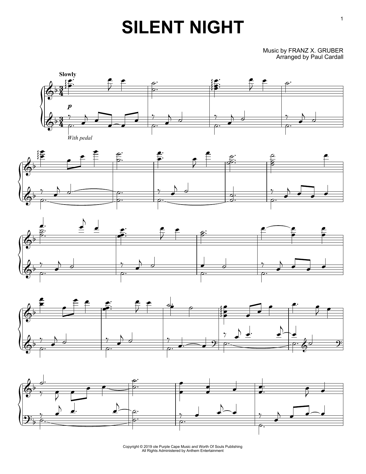 Franz X. Gruber Silent Night (arr. Paul Cardall) Sheet Music Notes & Chords for Piano Solo - Download or Print PDF
