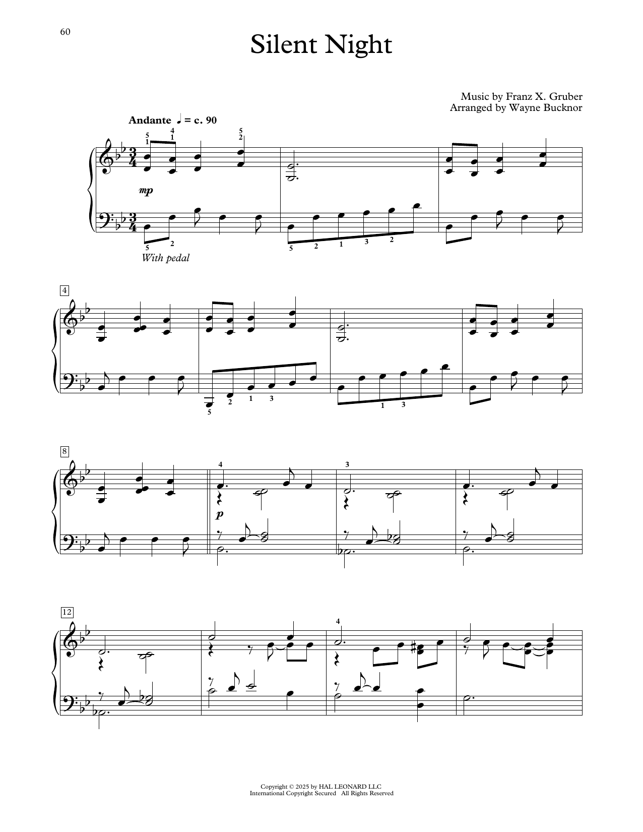 Franz X. Gruber Silent Night (arr. Wayne Bucknor) Sheet Music Notes & Chords for Educational Piano - Download or Print PDF