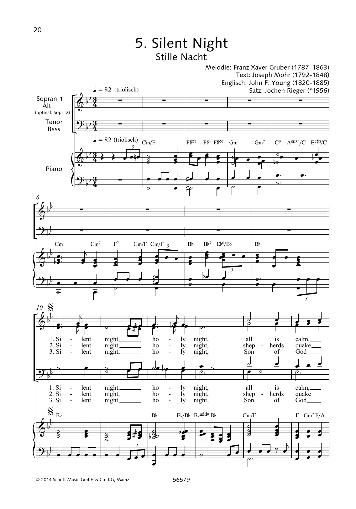 Franz Xaver Gruber Silent Night Sheet Music Notes & Chords for Choral - Download or Print PDF