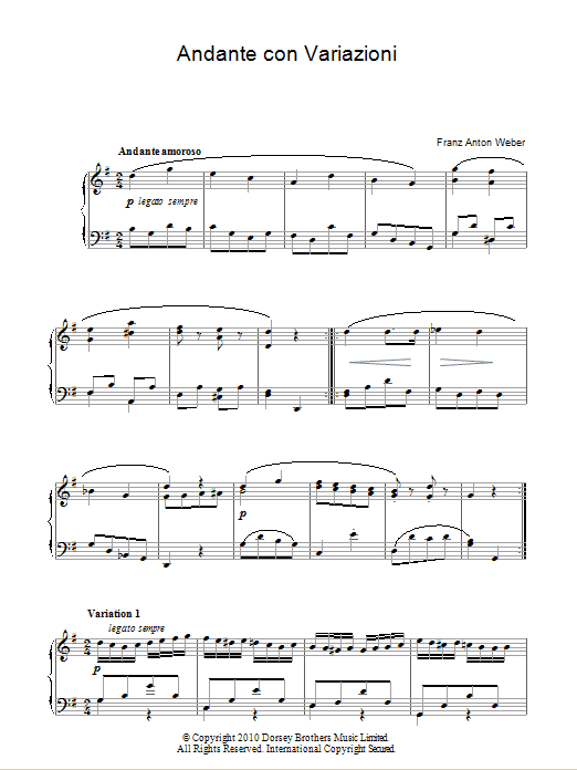 Andante Con Variazioni sheet music