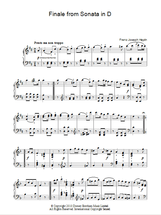 Finale From Sonata In D sheet music