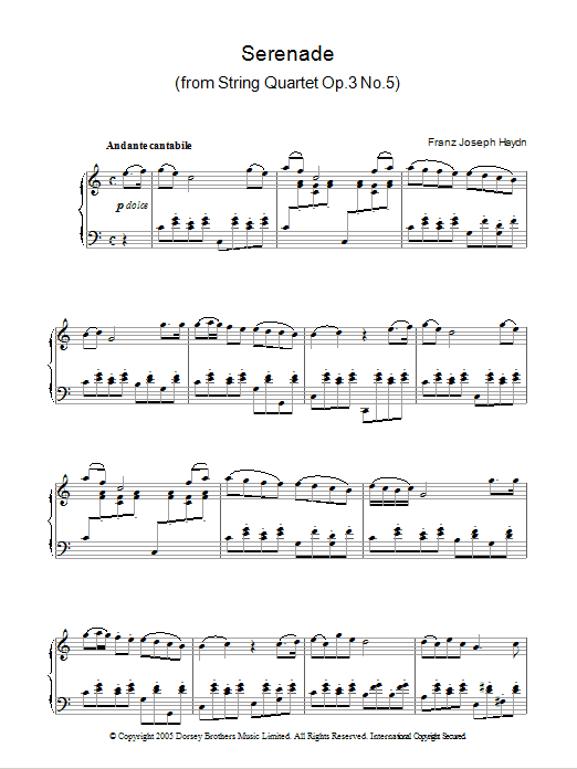 Franz Joseph Haydn Serenade For Strings Op 3 No 5 Sheet Music Download Pdf Score 104441