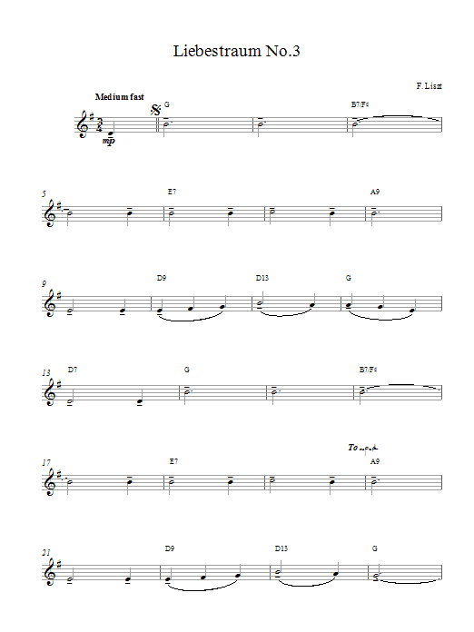 Liebestraum No.3 (Dream Of Love) sheet music