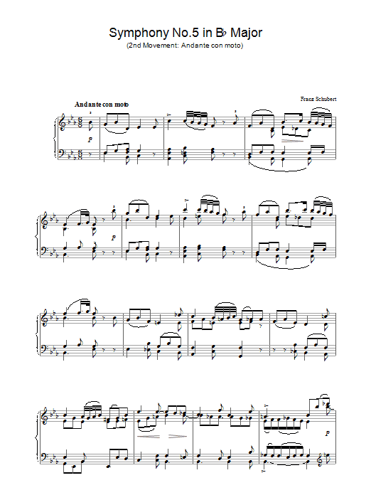 Symphony No.5 in Bb Major - 2nd Movement: Andante con moto sheet music
