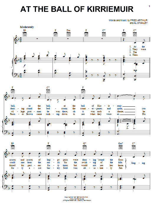 Fred Arthur At The Ball Of Kirriemuir Sheet Music Notes & Chords for Piano, Vocal & Guitar (Right-Hand Melody) - Download or Print PDF