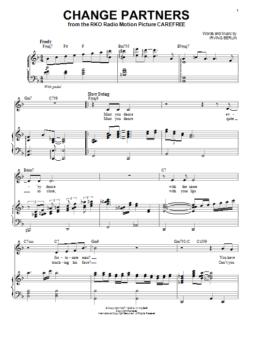 Fred Astaire Change Partners Sheet Music Notes & Chords for Piano & Vocal - Download or Print PDF