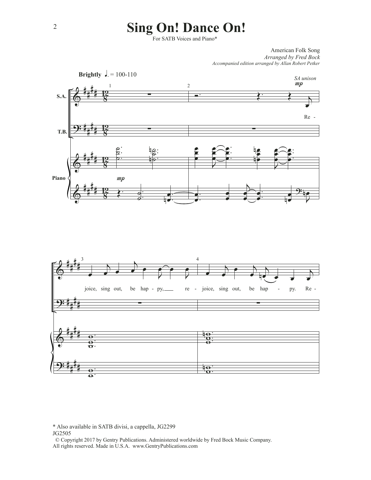 Fred Bock Sing On! Dance On! Sheet Music Notes & Chords for Choral - Download or Print PDF