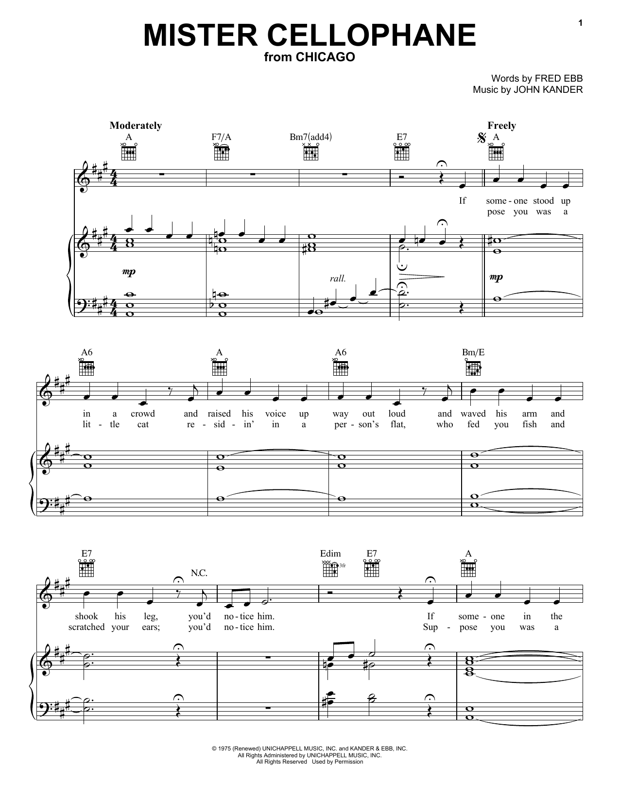 Fred Ebb Mister Cellophane Sheet Music Notes & Chords for Vocal Pro + Piano/Guitar - Download or Print PDF