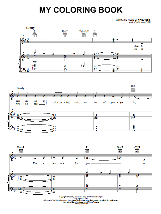 Fred Ebb My Coloring Book Sheet Music Notes & Chords for Piano, Vocal & Guitar (Right-Hand Melody) - Download or Print PDF Fred Ebb My Coloring Book Sheet Music Notes & Chords for Piano, Vocal & Guitar (Right-Hand Melody) - Download or Print PDF