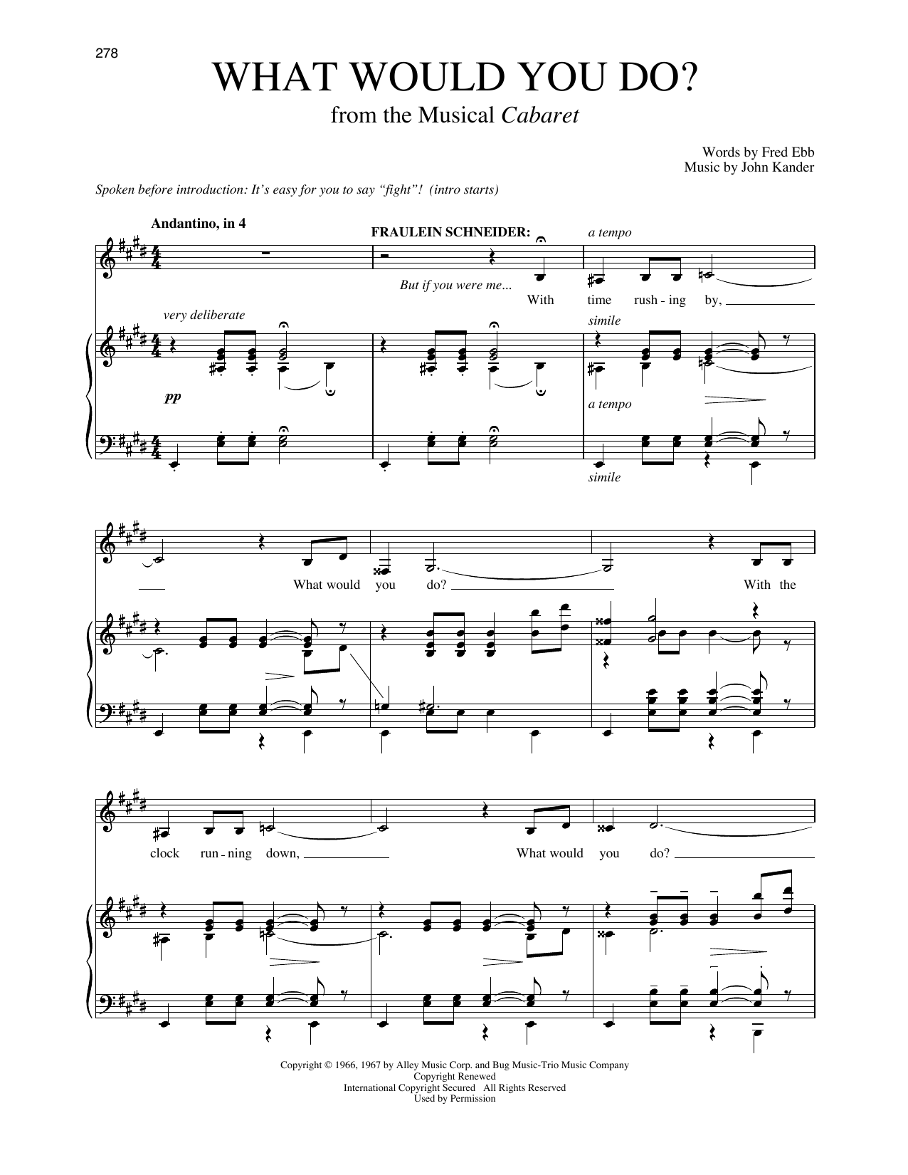 Fred Ebb What Would You Do? (from Cabaret) Sheet Music Notes & Chords for Piano & Vocal - Download or Print PDF Fred Ebb What Would You Do? (from Cabaret) Sheet Music Notes & Chords for Piano & Vocal - Download or Print PDF