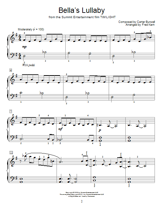 Fred Kern Bella's Lullaby Sheet Music Notes & Chords for Educational Piano - Download or Print PDF