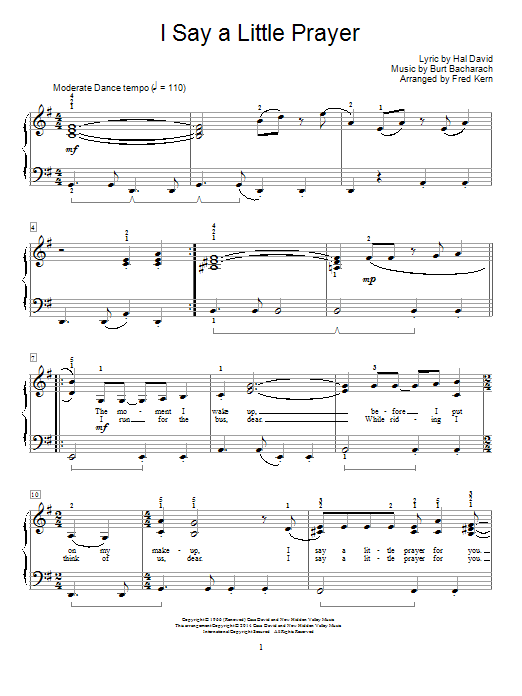 Fred Kern I Say A Little Prayer Sheet Music Notes & Chords for Educational Piano - Download or Print PDF
