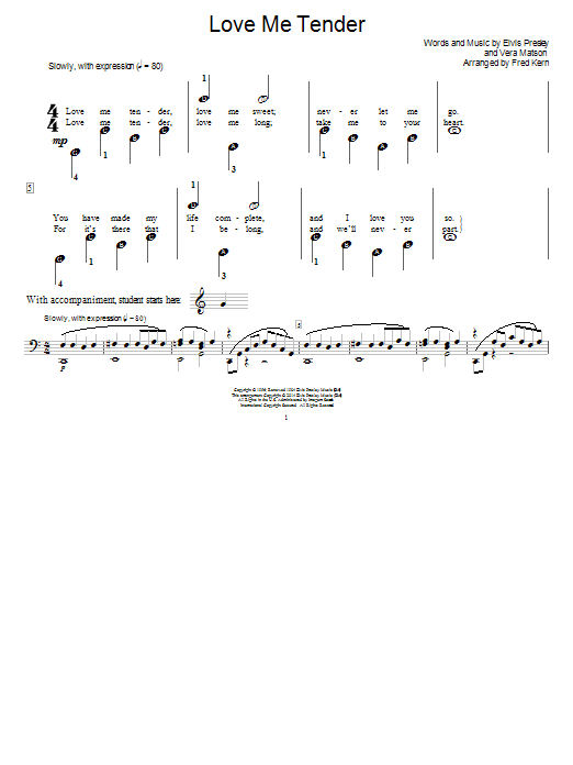 Fred Kern Love Me Tender Sheet Music Notes & Chords for Educational Piano - Download or Print PDF