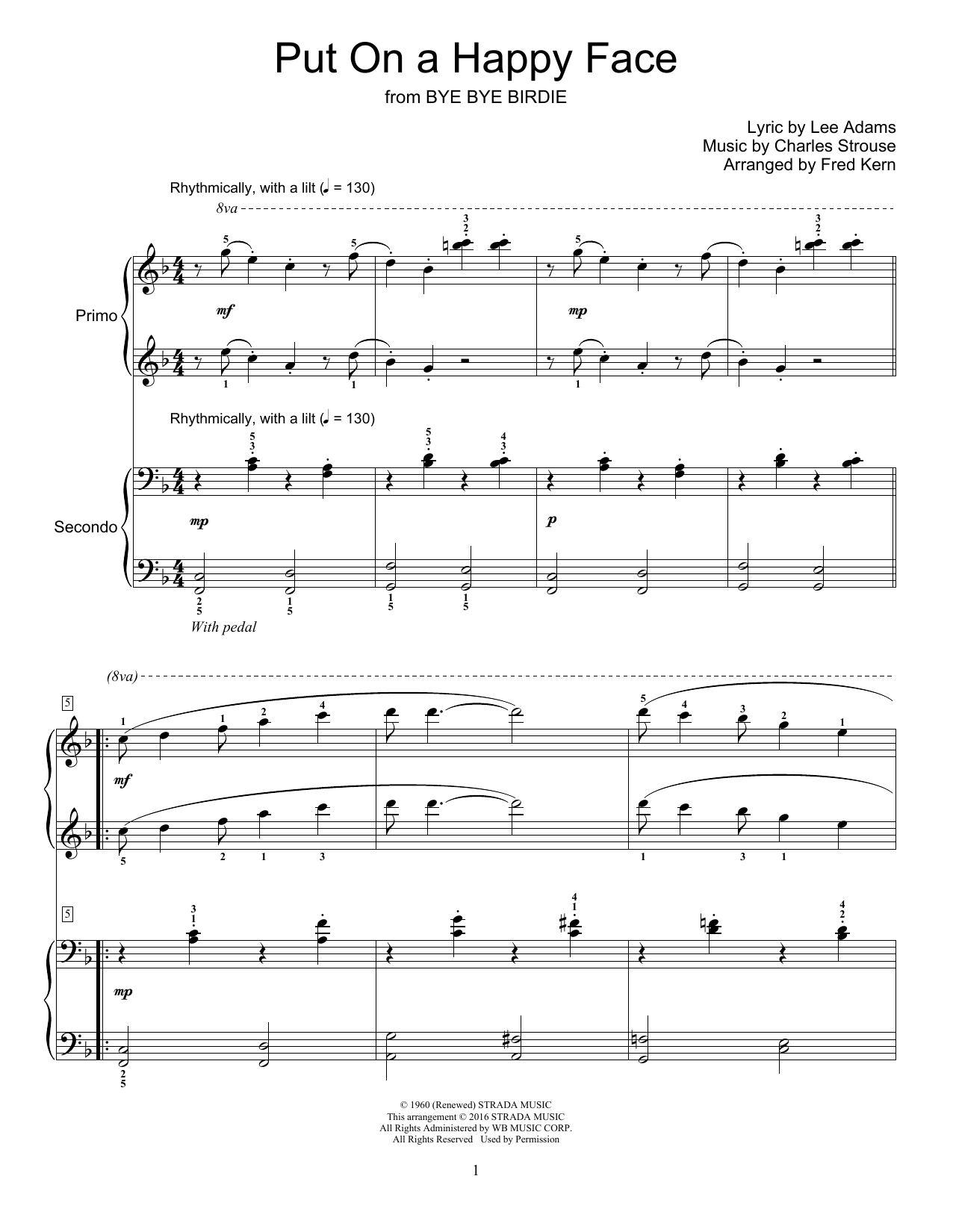 Fred Kern Put On A Happy Face Sheet Music Notes & Chords for Piano Duet - Download or Print PDF