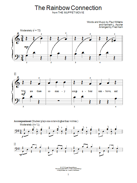 Fred Kern The Rainbow Connection Sheet Music Notes & Chords for Educational Piano - Download or Print PDF