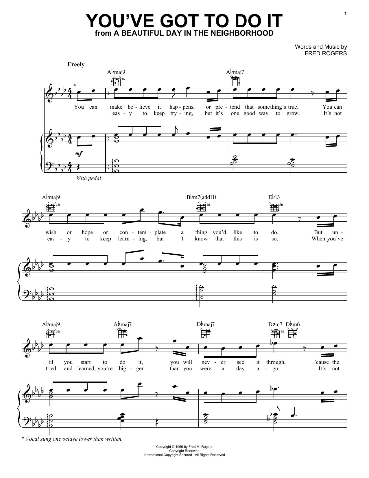 Fred M. Rogers You've Got To Do It (from A Beautiful Day in the Neighborhood) Sheet Music Notes & Chords for Piano, Vocal & Guitar (Right-Hand Melody) - Download or Print PDF