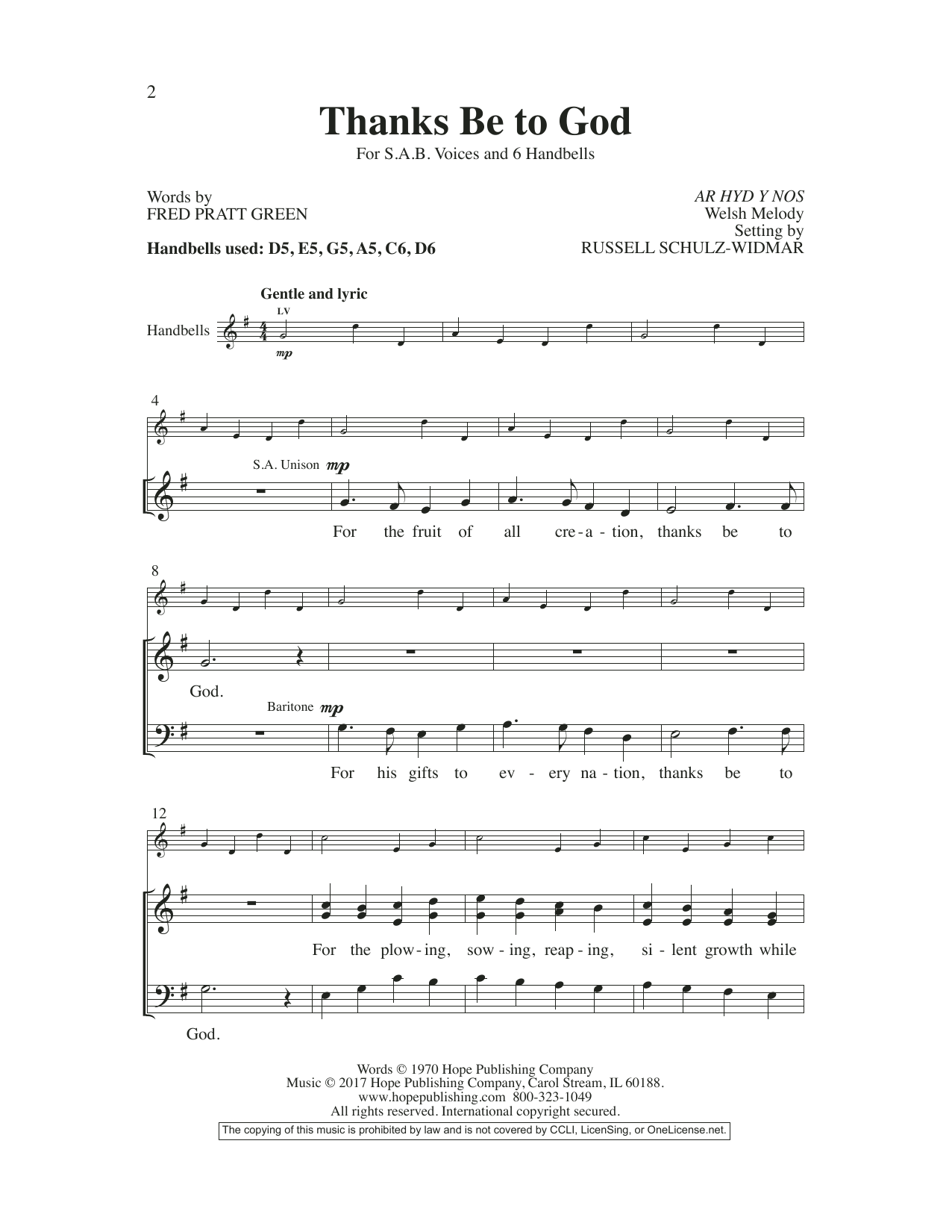 Fred Pratt Green Thanks Be to God Sheet Music Notes & Chords for Choir - Download or Print PDF