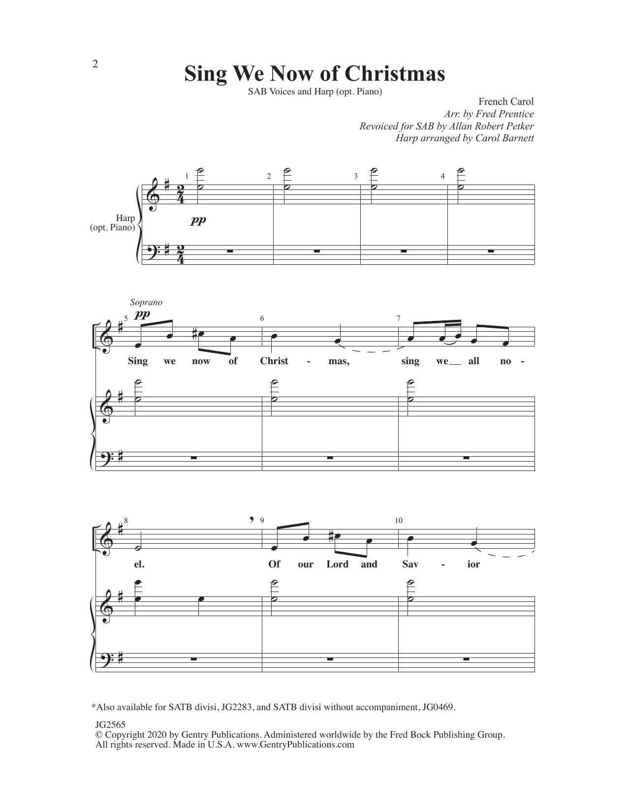 Fred Prentice, Carol Barnett & Allan Petker Sing We Now Of Christmas Sheet Music Notes & Chords for SAB Choir - Download or Print PDF