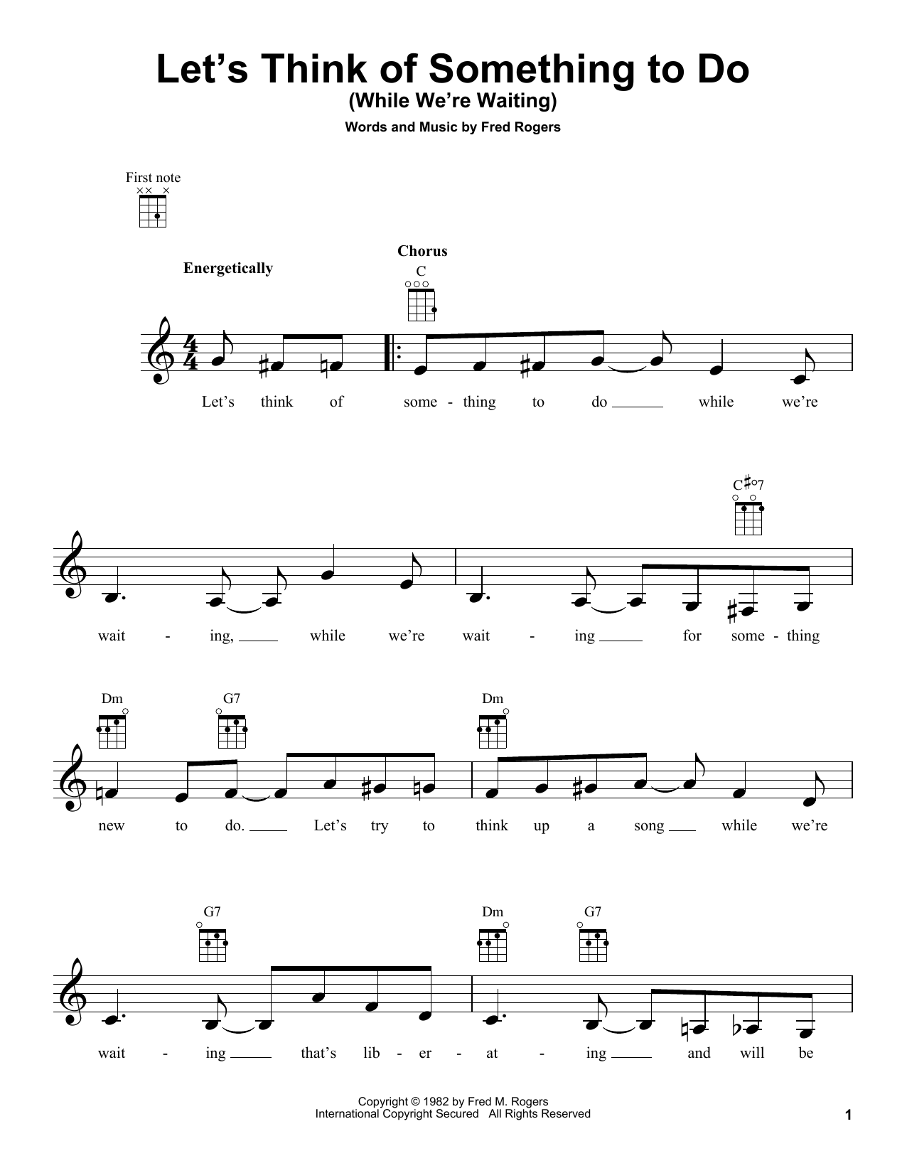 Fred Rogers Let's Think Of Something To Do (While We're Waiting) (from Mister Rogers' Neighborhood) Sheet Music Notes & Chords for Ukulele - Download or Print PDF