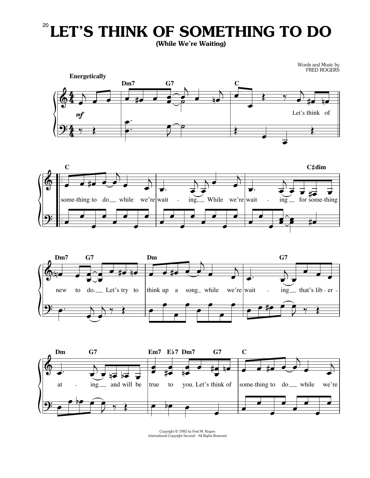 Fred Rogers Let's Think Of Something To Do (While We're Waiting) Sheet Music Notes & Chords for Easy Piano - Download or Print PDF
