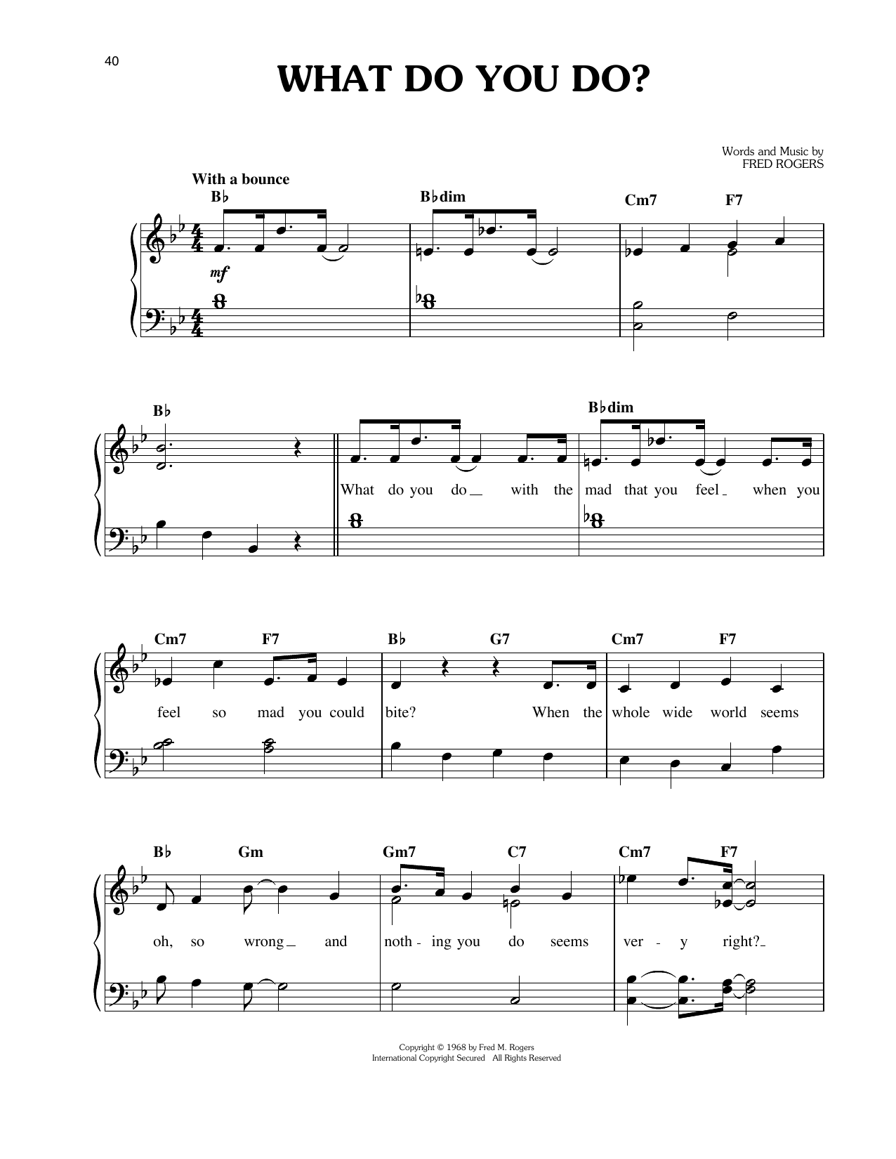 Fred Rogers What Do You Do? Sheet Music Notes & Chords for Easy Piano - Download or Print PDF