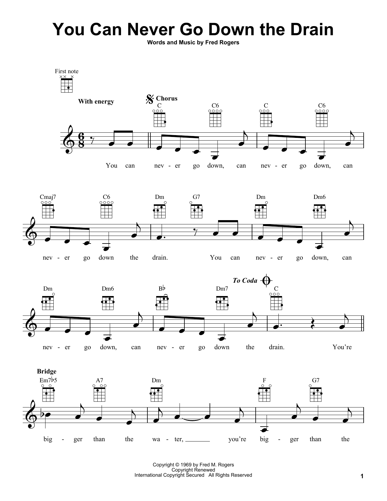 Fred Rogers You Can Never Go Down The Drain (from Mister Rogers' Neighborhood) Sheet Music Notes & Chords for Ukulele - Download or Print PDF