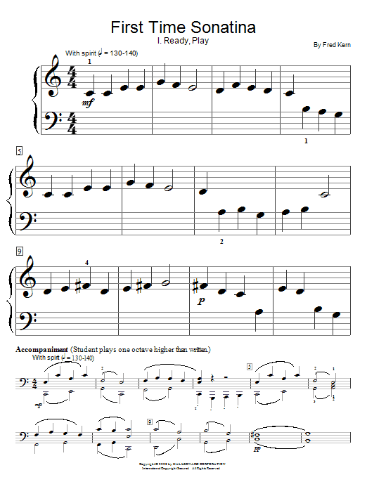 Preview Fred Kern First Time Sonatina Classical sheet music, notes and chords for Educational Piano, SKU: 67467 First Time Sonatina sheet music