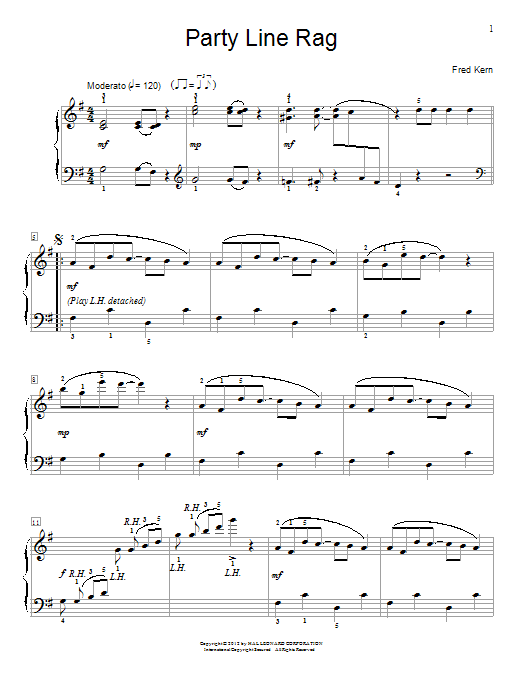 Preview Fred Kern Party Line Rag Pop sheet music, notes and chords for Educational Piano, SKU: 94201 Party Line Rag sheet music