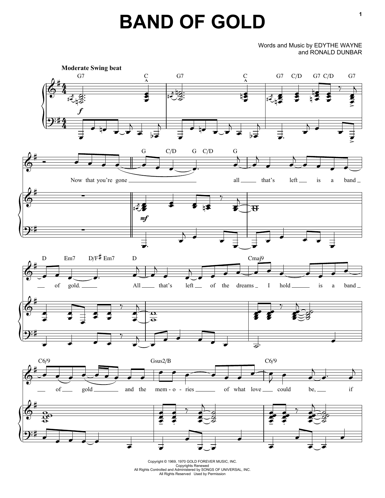 Freda Payne Band Of Gold [Jazz version] (arr. Brent Edstrom) Sheet Music Notes & Chords for Piano & Vocal - Download or Print PDF